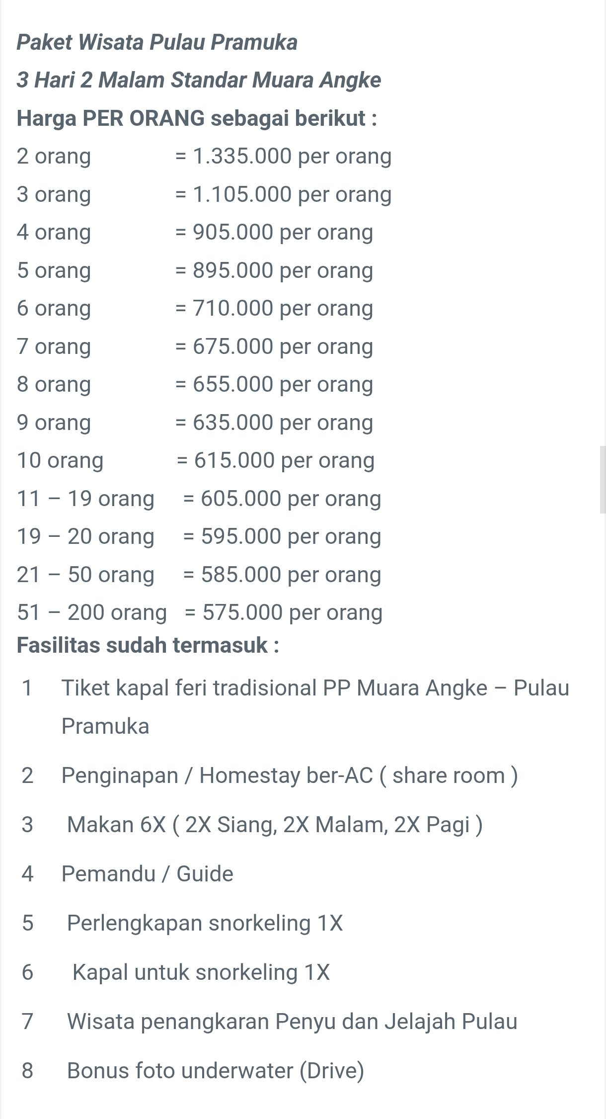 Paket Wisata 3 Hari 2 Malam Muara Angke